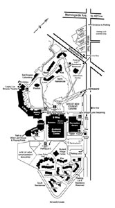 Click for large campus map of the University of Toronto Scarborough Campus